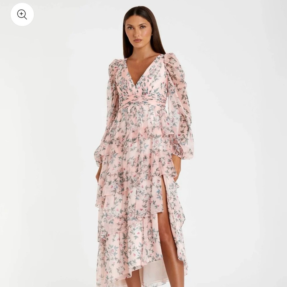 Mac Duggal Floral Pink Maxi Dress